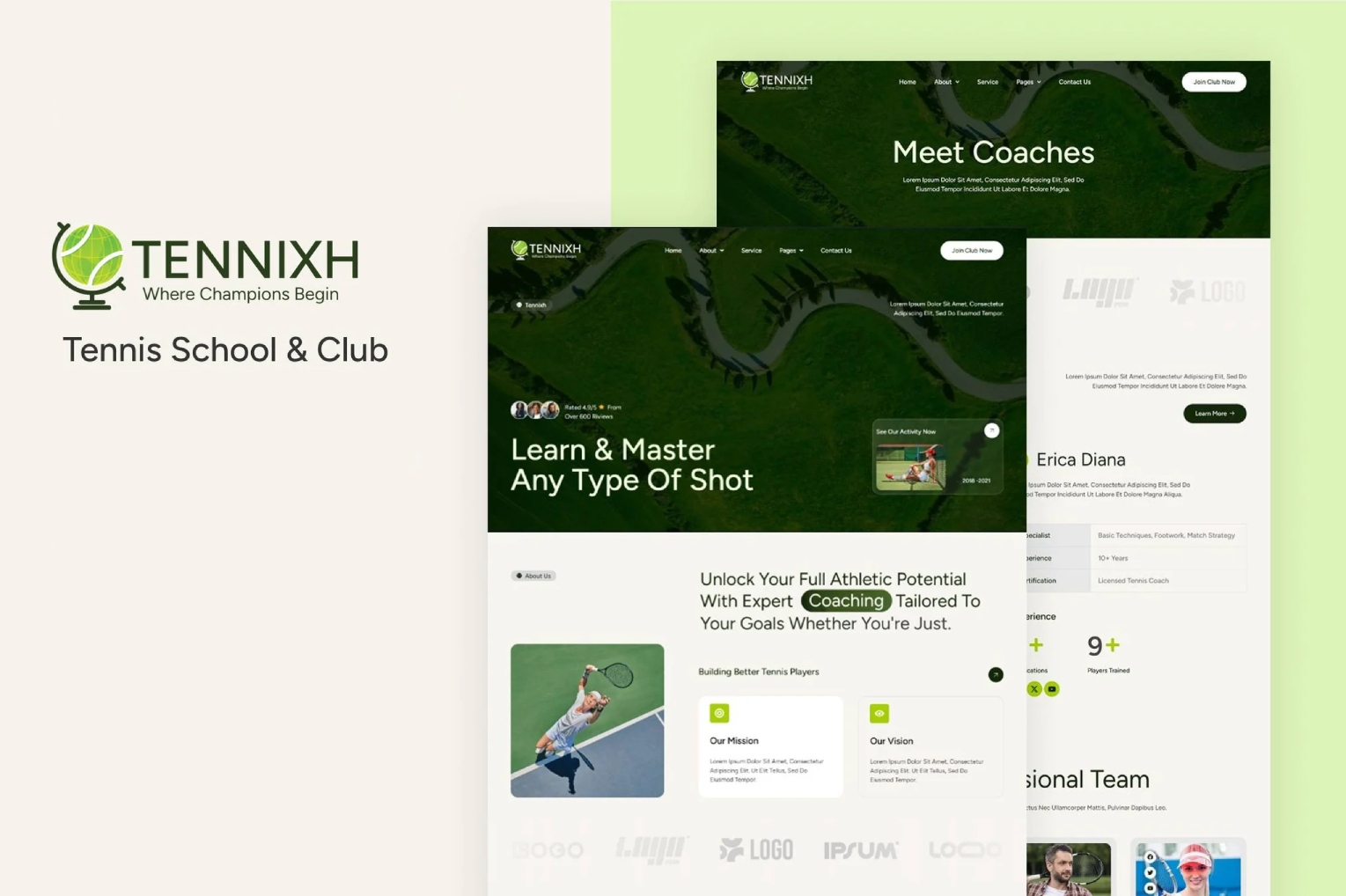 Tennis School & Club Template